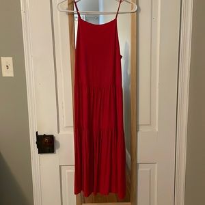 & Other Stories tiered red midi dress